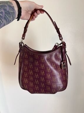Dooney & Bourke Margot Coated Canvas Shoulder Bag Crossbody Strap Bordeaux